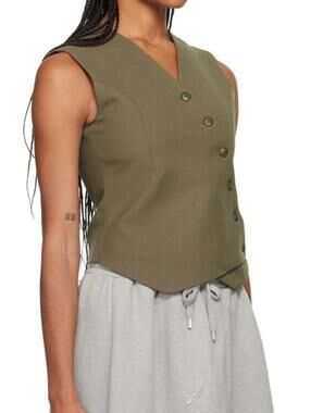 The Frankie Shop Maesa Asymmetric Woven Cross Vest Women's Size Small